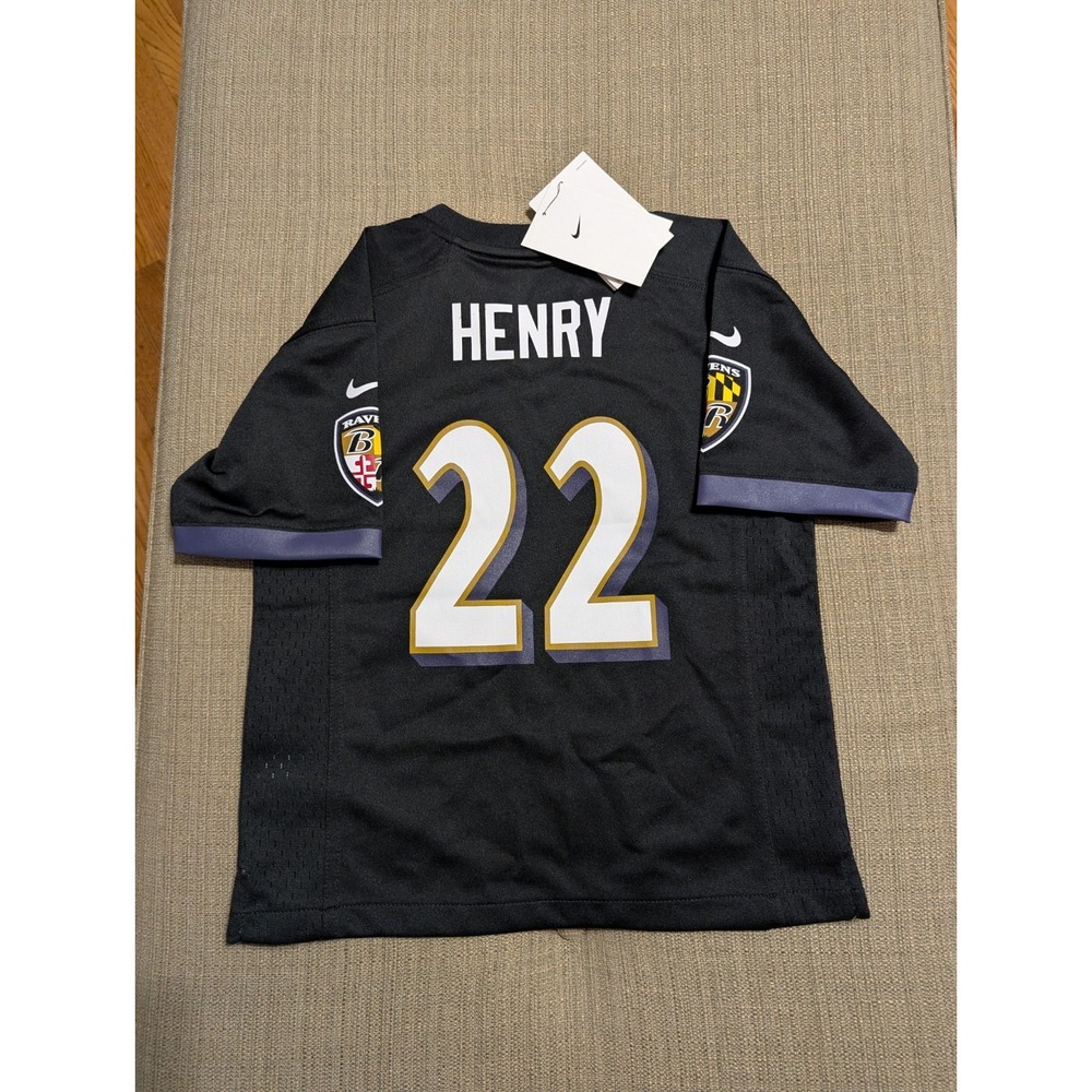 New Nike Baltimore Ravens Derrick Henry #22 Black Jersey Little Kids 5/6 Medium